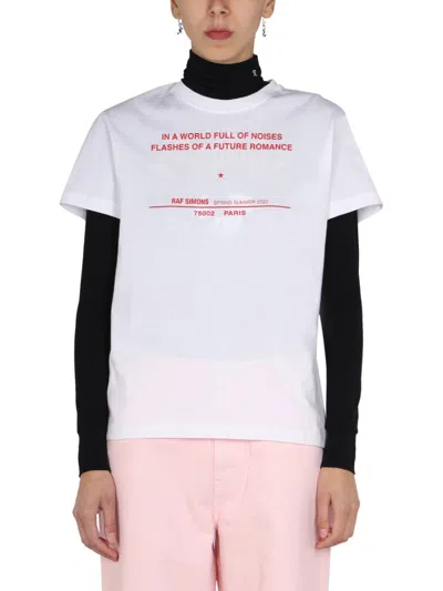 Raf Simons Logo Print T-shirt With Necklace For Women In White