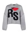 Raf Simons Logo Round-neck Pullover In Gray