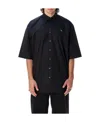 Raf Simons Ghost Slogan Print Bowling Shirt In Black