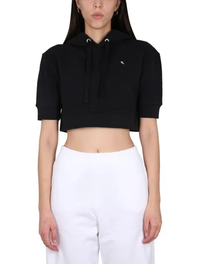 Raf Simons Logo-embroidered Cotton Sweatshirt In Black
