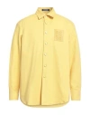 Raf Simons Man Shirt Yellow Size L Cotton, Leather In Yellow
