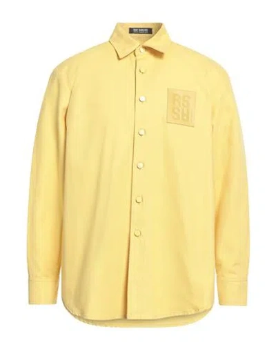 Raf Simons Man Shirt Yellow Size L Cotton, Leather