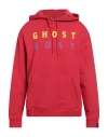 Raf Simons Graphic Print Hooded Sweatshirt With Front Pocket In Red