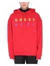 Raf Simons Ghost Print Cotton Hoodie In Red