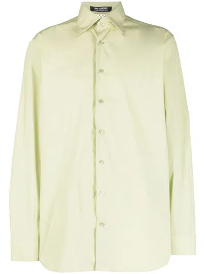 Raf Simons Mesh-panel Cotton Shirt In Green