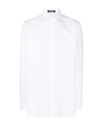 Raf Simons Mesh-panel Cotton Shirt In White