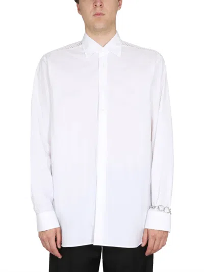Raf Simons Mesh-detail Cotton Shirt In White