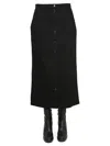 Raf Simons Logo Patch Buttoned-up Denim Midi Skirt In Black