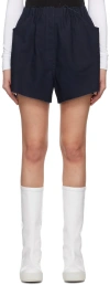 Raf Simons Navy Raw Edge Shorts In 0044 Dark Navy