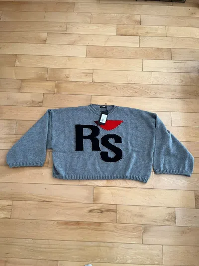 Pre-owned Raf Simons Nwt -  Cropped "i Love Rs" Sweater In Grey