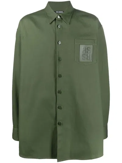 RAF SIMONS OVERSIZED LOGO-PATCH COTTON SHIRT