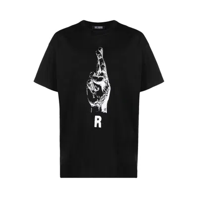 Pre-owned Raf Simons Oversized T-shirt With Hand Sign Print 'black'
