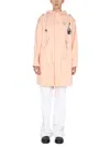 Raf Simons Parka With Logo Patch In Pink