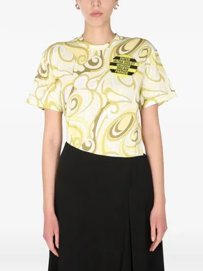 Raf Simons Patterned Crew Neck T-shirt In Yellow