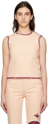 Raf Simons Pink Doubled Denim Tank Top In 0039 Salmon