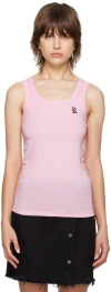 Raf Simons Pink Patch Tank Top In 0034 Light Pink