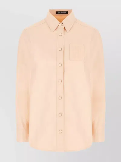 RAF SIMONS PIQUET SHIRT WITH BUTTONED CUFFS AND POINTED COLLAR