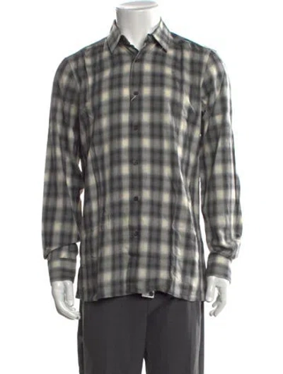 Pre-owned Raf Simons Plaid Print Long Sleeve Shirt In Grey