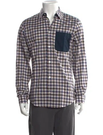 Pre-owned Raf Simons Plaid Print Long Sleeve Shirt W/ Tags In Blue