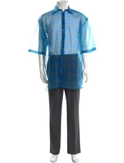 Pre-owned Raf Simons Plaid Print Short Sleeve Shirt In Blue