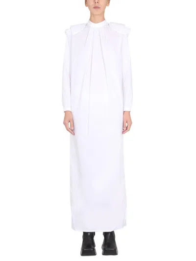 Raf Simons Pleated Shirt Dress In White