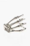 Raf Simons Polished Metal Skeleton Hand Bracelet With Rhinestone Embell In Metallic