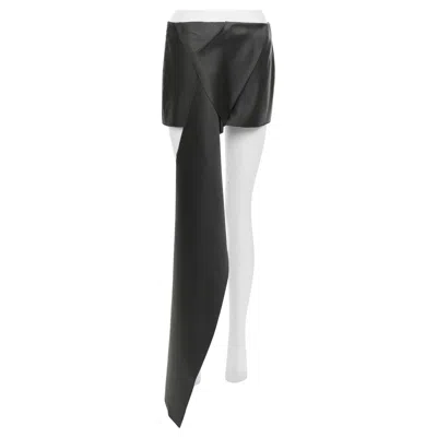 Pre-owned Raf Simons Prada 2022 Runway Black Silk Satin Origami Trail Train Mini Skirt It40 S