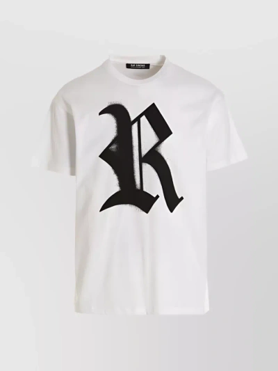 Raf Simons Printed Logo Cotton T-shirt In White