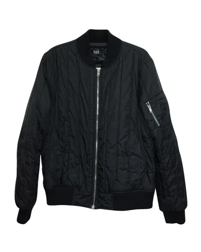 Raf Simons Quilted Bomber Jacket In Navy Blue Polyamide In Black