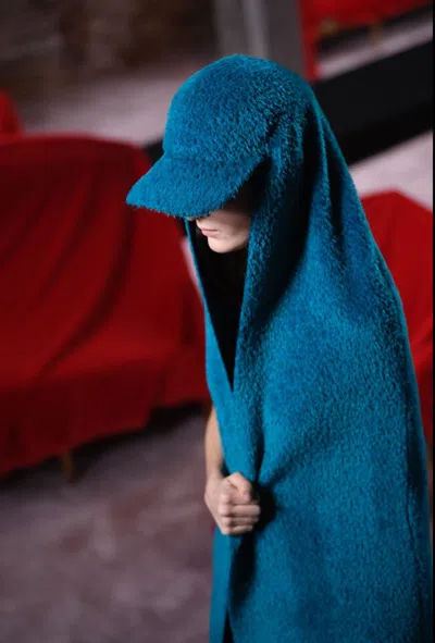 Pre-owned Raf Simons Raf Simon's Aw22 Hat Cape Mohair In Blue