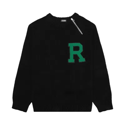 Pre-owned Raf Simons Raglan Sweater With Letter Badge And Zipper 'black' | Men's Size M