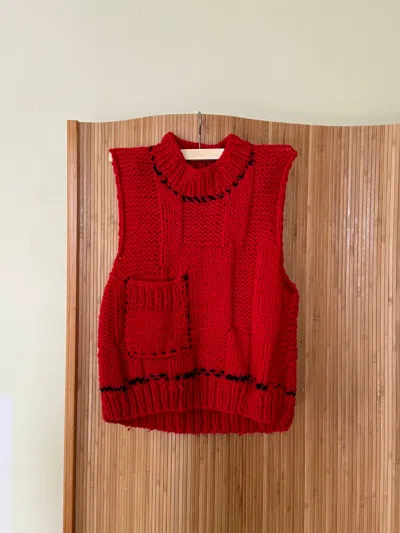 Pre-owned Raf Simons Red Knit Vest