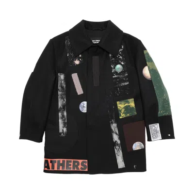 Pre-owned Raf Simons Redux Large Sterling Caban With Patches 'black'