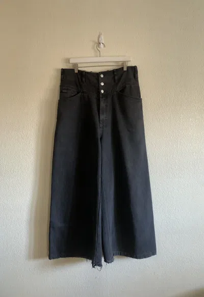 Pre-owned Raf Simons Redux Ss20 Ao1-306 Wide Denim “aw2004 Waves”pants In Black