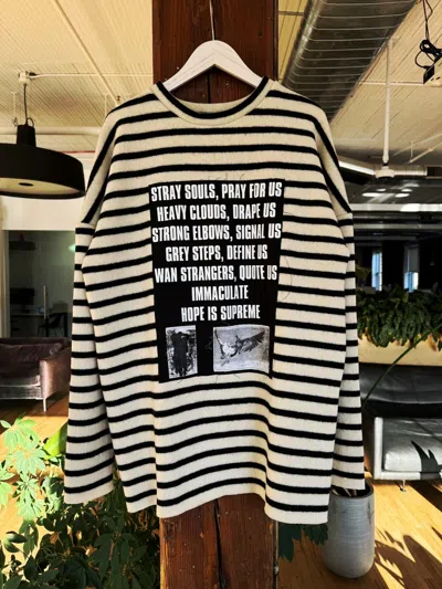 Pre-owned Raf Simons Redux Stray Souls Striped Wool Sweater In Off White
