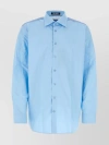 Raf Simons Relaxed Fit Cotton Shirt With Rounded Hemline In Blue