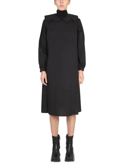Raf Simons Relaxed Fit Mini Shirt Dress With Claudine Collar In Black