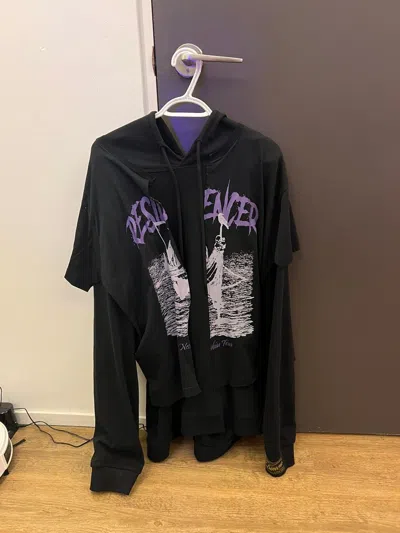 Pre-owned Raf Simons Resilencer Double T-shirt Hoodie In Black