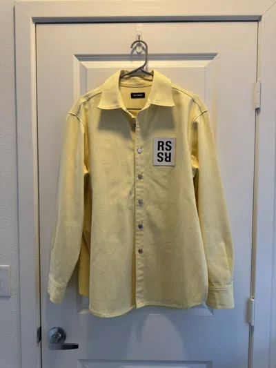 Pre-owned Raf Simons Runway Cotton Denim Leather Patch Button-down In Yellow