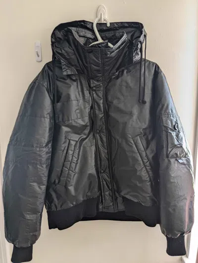 Pre-owned Raf Simons Sample Raf Waxed Puffer Bomber Aw05-06 And Waves In Black