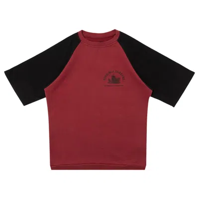 Pre-owned Raf Simons Short-sleeve Raglan Sweater Virgina Creeper 'burgundy/black' In Red
