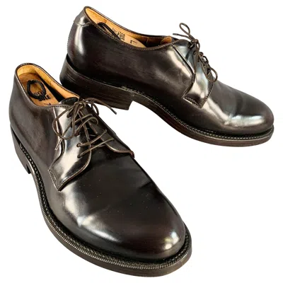 Pre-owned Raf Simons Size 8 Brown Leather Derby Lace-up Shoes