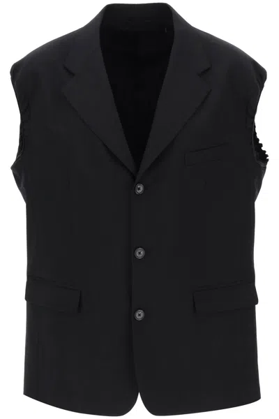 Raf Simons Single-breasted Sleeveless Blazer In Black