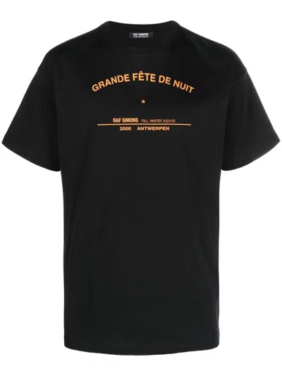 Raf Simons Slogan-print Crew-neck T-shirt In Black