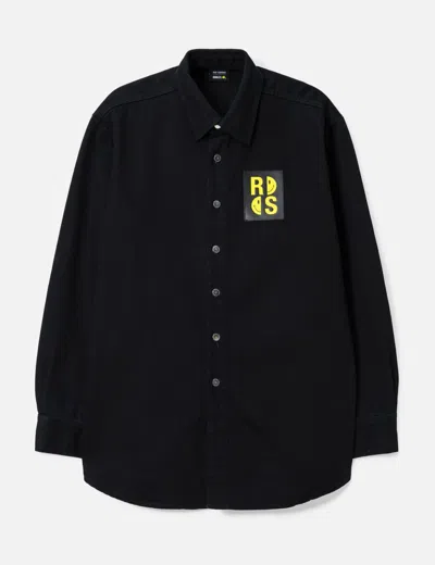 Raf Simons Smiley Denim Shirt In Black