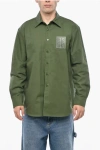 Raf Simons Solid Color Denim Straight Fit Shirt In Green