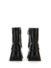 Raf Simons Square Toe Leather Ankle Boot In Multi