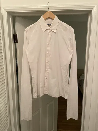 Pre-owned Raf Simons Ss1998 Black Palms Elongated Sleeve Shirt In White