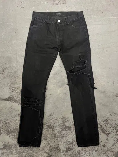 Pre-owned Raf Simons Ss20 “destroyed” Double Layer Denim In Black