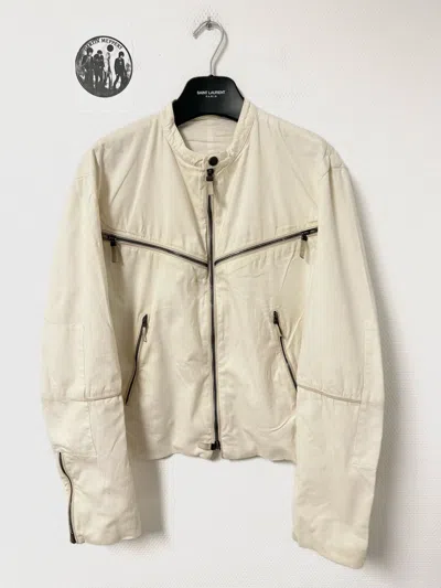Pre-owned Raf Simons Ss2005 Cross Zip Moto Jacket In Sand